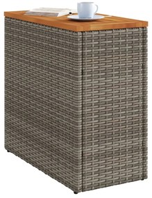 szürke polyrattan falapos kerti kisasztal 58 x 27,5 x 55 cm
