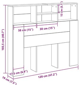 Fejhajtó szekrény Fekete tölgy 120 x 19 x 103.5 cm Műanyag Fa