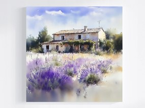 Vászonkép Canvas Tájkép Falu Franciaország Ház Villa Kert Levendula 40x40