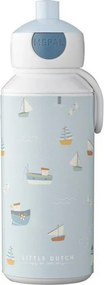 Fehér-világoskék műanyag gyerek ivópalack 400 ml Sailors Bay by Little Dutch – Mepal