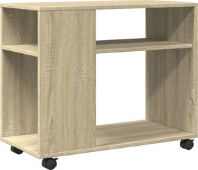 vidaXL sonoma tölgy színű szerelt fa kisasztal kerekekkel 70x35x60 cm