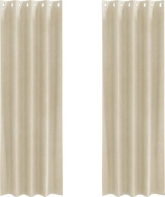 vidaXL Sötétítő függönyök 2 pcs Krém 140 x 245 cm Bársony