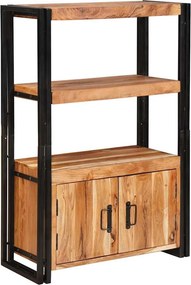 vidaXL Könyvespolc Ajtókkal Barna 72 x 33 x 110 cm Tömör akácfa és fém