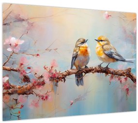 Üveg kép - Lovebirds (70x50 cm)