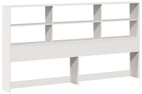 fehér tömör fenyőfa könyvespolcos ágy matrac nélkül 200x200 cm