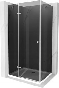 Mexen Roma, zuhanykabin csuklós ajtóval 110 (ajtó) x 100 (fal) cm, 6mm szürke üveg, króm profil + vékony zuhanytálca fehér + króm szifon, 854-110-100…
