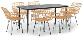 vidaXL 7 részes polirattan kerti étkezőgarnitúra