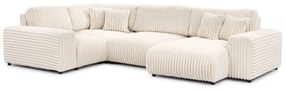 Krémszínű kordbársony sarokkanapé (bal oldali-U alakú) Justin – Ropez
