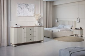 Vesper éjjeliszekrény készlet 56 cm - kasmír / diófa / fekete fogantyúk / gömb alakú lábak