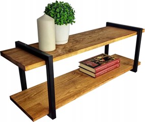 Fali Akasztós Polc Ipari Fém -120cm Loft Stílusú Fa