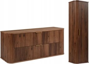 Fürdőszoba szekrény akasztós szett 120,4 oszlop tölgy dió Ryfle frontok Mdf