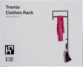 Fém ruhatartó, fekete, 30 x 3 x 82 cm