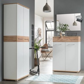 Fehér-natúr színű fiókos cipőtartó tölgyfa dekorral Topix – Germania