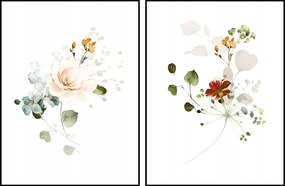 Diptichon két poszter képek virágok boho 2db 21x30
