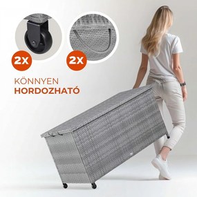 RICCO polyrattan tárolódoboz, 117x53x60cm, szürke Casaria