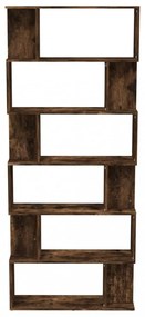 füstös tölgy színű fa könyvszekrény/térelválasztó 80x24x192 cm