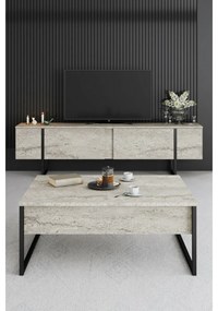 Luxe Travertine and Black konferenciaasztal