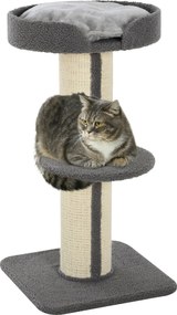 PawHut 91cm Magas Kaparóoszlop Macska Torony Szizál Posztokkal, Platformmal, Párnával - Több Szintes Macska Kaparófa Közepes Kutyáknak | Aosom