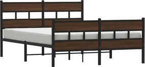 vidaXL barna tölgy színű fém ágykeret matrac nélkül 160 x 200 cm
