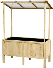 Outsunny Fa Magaságyás, Hidegkeret Takarással, Palánta Doboz Fleecel, Virágágyás Fűszerágyás Kerthez, Erkélyhez, 110 x 60 x 152 cm, Természetes | Aoso