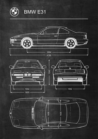 Poszter Bmw E31 Retro Patent Poster diagram