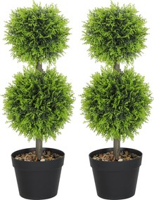 HOMCOM 2 db dekoratív műnövény — 60 cm-es cserépben lévő buxus gömbök | Aosom