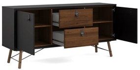 Fekete komód diófa dekorral 150x72x40 cm Ry – Tvilum