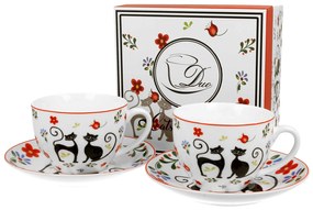 Cicás porcelán teás csésze aljjal két személyes 280 ml