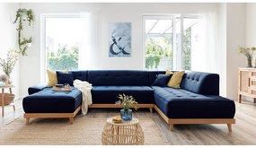 Dazzling Daisy sötétkék kinyitható U alakú kanapé, jobb oldalas - Miuform