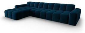 Sötétkék bársony sarokkanapé (bal oldali) Kendal – Micadoni Home