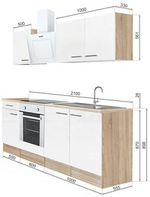 Yorki 210 konyhabútor, alsó sütős kivitelben