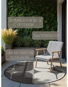 Fekete-fehér kerek kültéri-beltéri szőnyeg ø 160 cm Duet Bowen – NORTHRUGS