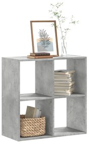 betonszürke szerelt fa könyvespolc 68,5 x 32 x 68,5 cm