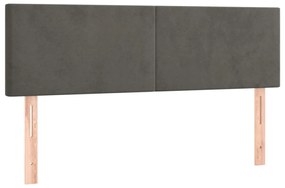 sötétszürke bársony rugós és LED-es ágy matraccal 140x200 cm