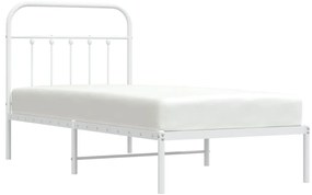 fehér fém ágykeret fejtámlával 90x200 cm
