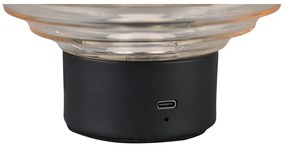 Fekete-bézs LED dimmelhető asztali lámpa üveg búrával (magasság 14,5 cm) Earl – Trio