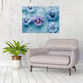 Üveg kép - Ibolyák a vízben (70x50 cm)