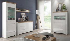 Vitrin 2D2W, fényes fehér/wotan tölgy, VILGO