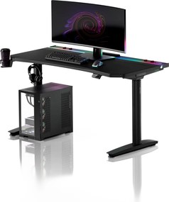 Elektromos RGB gamingasztal tartókkal, fekete, 140 cm: Diablo X-Forge 1400