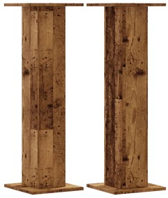 2 db antik fa színű szerelt fa növénytartó állvány 30x30x95 cm