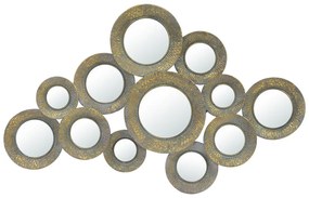 Kör alakú fali tükör kompozíció bronz színű fém keretben 81,5x128x5cm