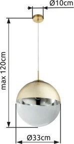 Globo 15858 Függeszték, metál arany, üveg átlátszó,arany, ø: 350, Foglalat típusa:1xE27 60W 230V