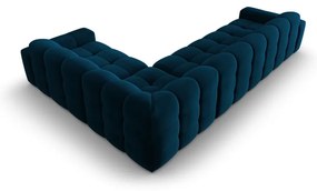 Sötétkék bársony sarokkanapé (jobb oldali) Kendal – Micadoni Home