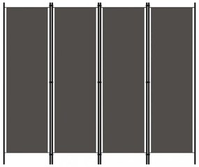 antracitszürke 4 paneles paraván 200 x 180 cm