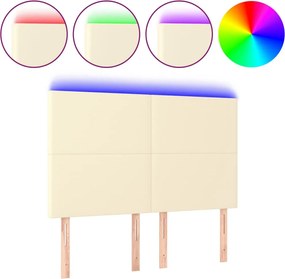 krémszínű műbőr LED-es fejtámla 144x5x118/128 cm
