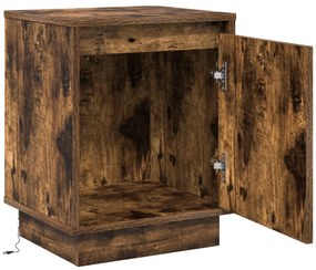 Éjjeli szekrény LED világítással 2 db Füstölt tölgy 39x34,5x50 cm