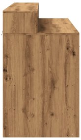 kézműves tölgy színű szerelt fa LED-es íróasztal 120x55x91 cm