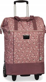 Punta bevásárlótáska kerekeken, kihúzható fogantyúval 40L rózsaszín virágmintás