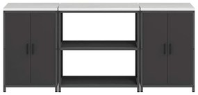 Konyhai Tároló Készlet polcokkal 3 pcs Fekete 210 x 50 x 92 cm