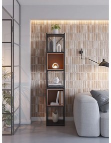 Fekete-téglavörös könyvespolc 36x179 cm Anya – Marckeric